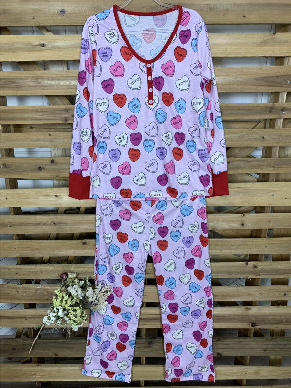 Valentines Day Love Print Casual Home Pajamas Parent Child Set - Image 6