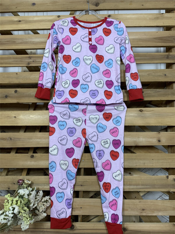 Valentines Day Love Print Casual Home Pajamas Parent Child Set - Image 4