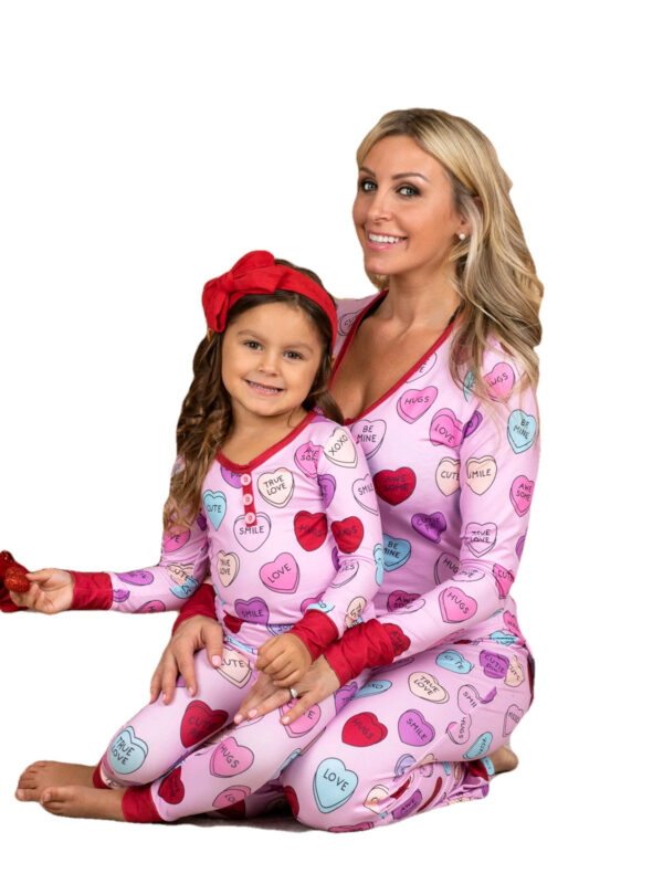 Valentines Day Love Print Casual Home Pajamas Parent Child Set - Image 7