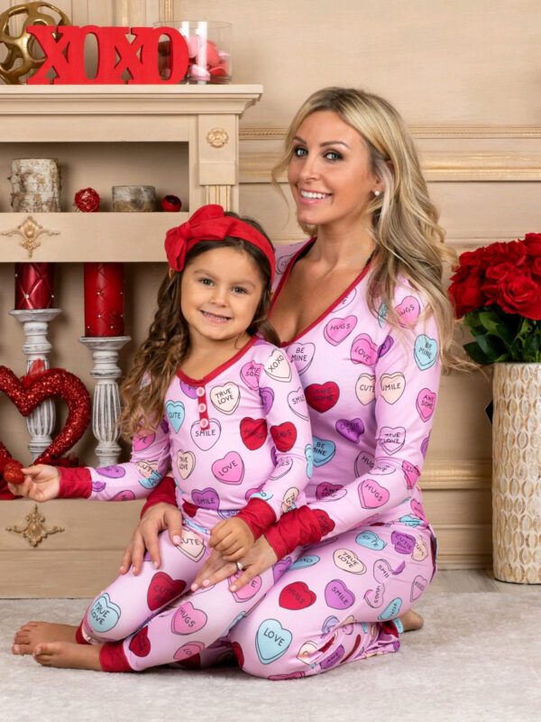 Valentines Day Love Print Casual Home Pajamas Parent Child Set - Image 2